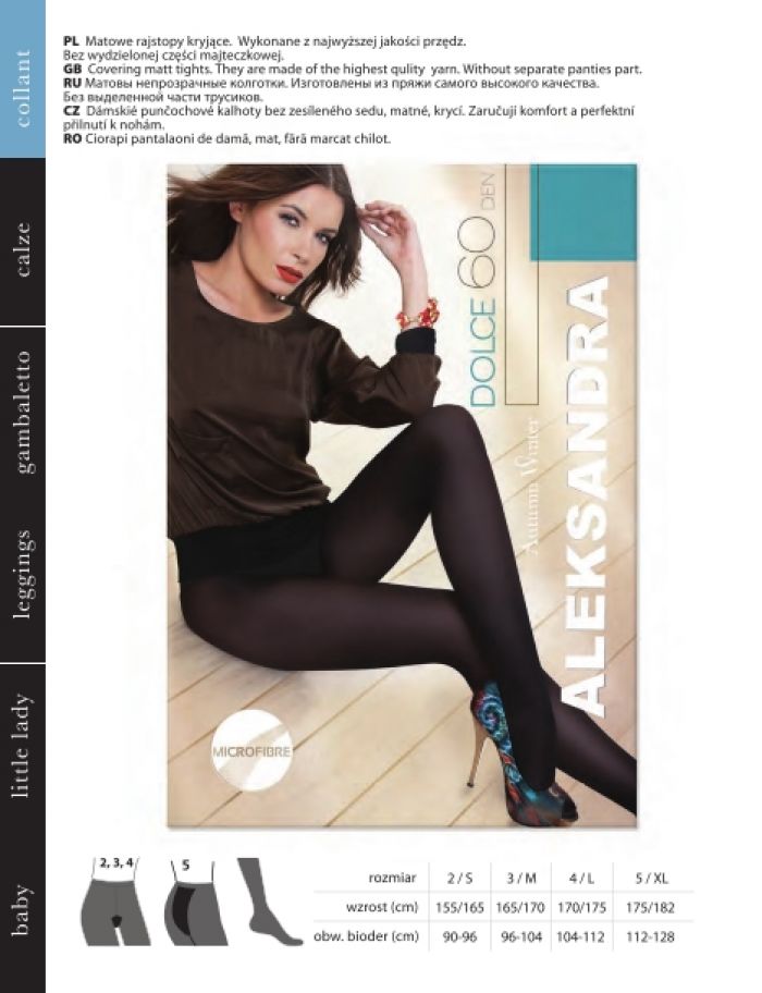 Aleksandra Dolce 60 Denier Thickness, Catalog 2015 | Pantyhose Library