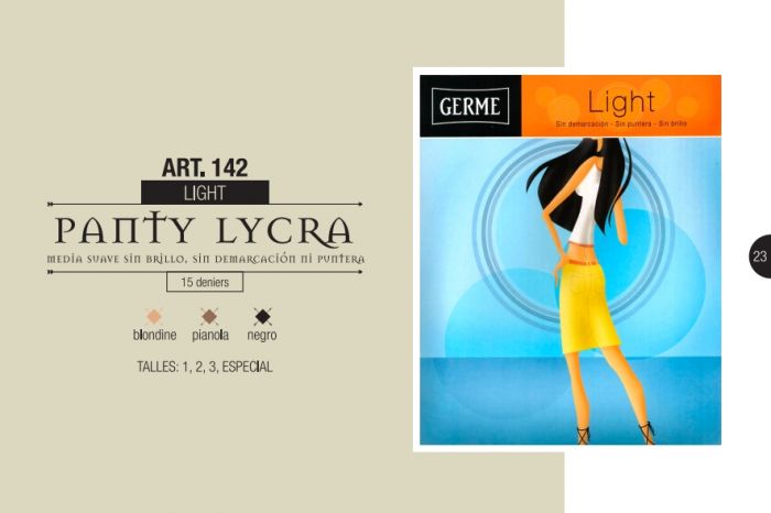 Germe Light 15 Denier Thickness, Catalog 2015 | Pantyhose Library