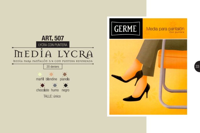 Germe Media Para Pantalon 20 Denier Thickness, Catalog 2015 | Pantyhose Library