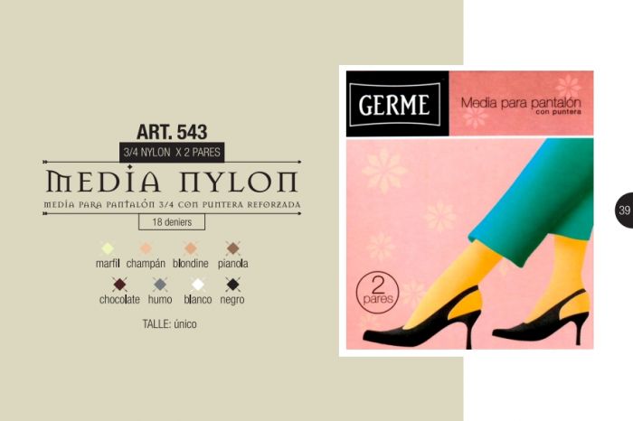 Germe Media Para Pantalon 18 Denier Thickness, Catalog 2015 | Pantyhose Library