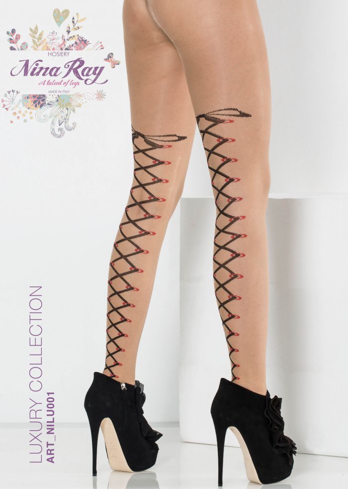 Nina Ray Nylon Bow Interlaced Tights - 20 Den  Luxury Hosiery | Pantyhose Library