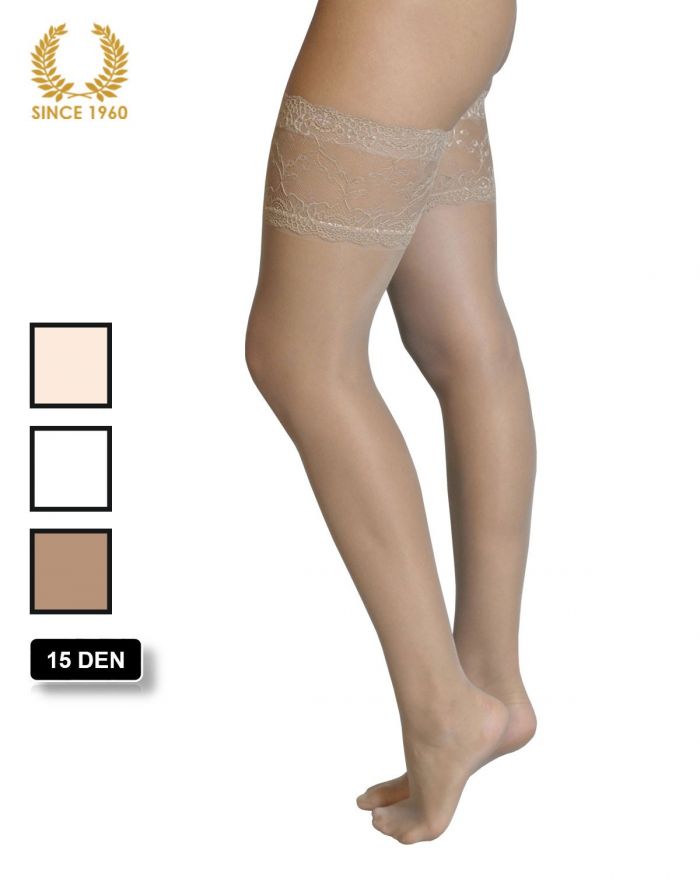 Calzitaly Bridal Lace Top Hold Ups -15 Den Natural Detail  Bridal Tights 2017 | Pantyhose Library