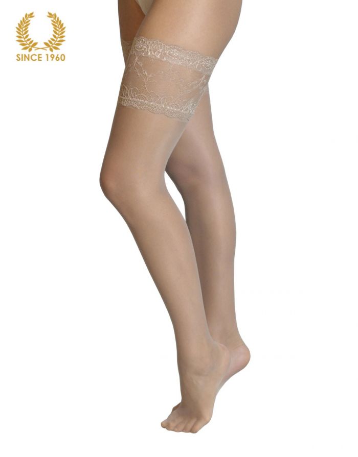 Calzitaly Bridal Lace Top Hold Ups -15 Den Natural  Bridal Tights 2017 | Pantyhose Library