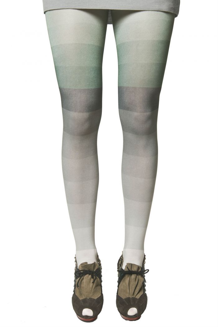 Kronkron Color Block Tights Green And Grey  2017 Catalog | Pantyhose Library