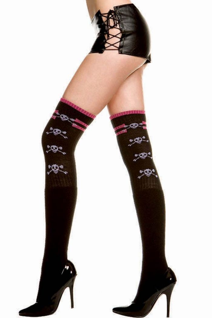 Music Legs Acrylic-knit-skull-thigh-hi  Thigh Hi 2018 | Pantyhose Library