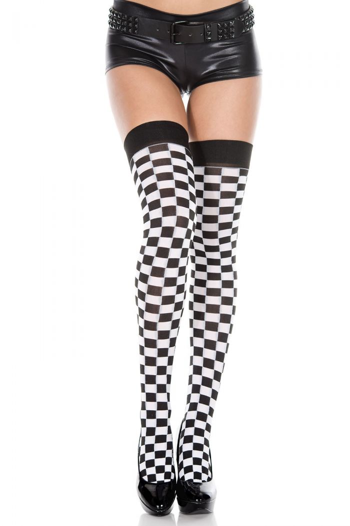 Music Legs Checker-print-thigh-hi  Thigh Hi 2018 | Pantyhose Library