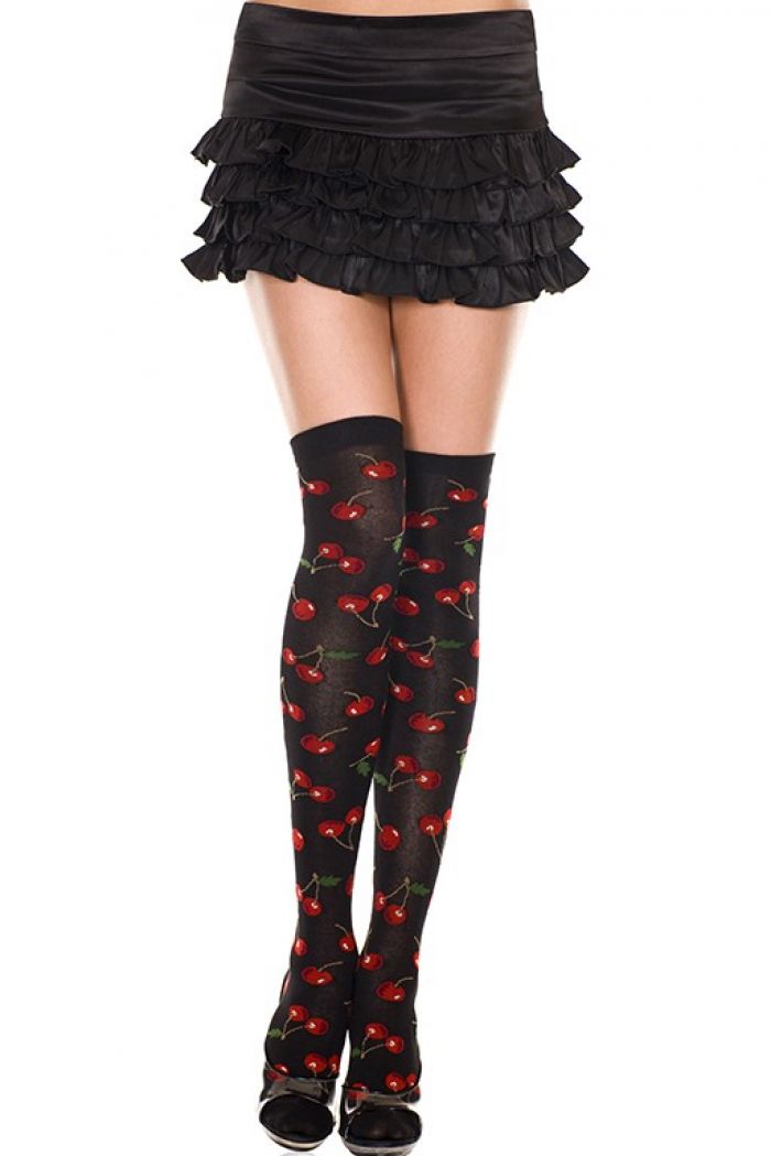 Music Legs Cherry-print-acrylic-thigh-hi  Thigh Hi 2018 | Pantyhose Library