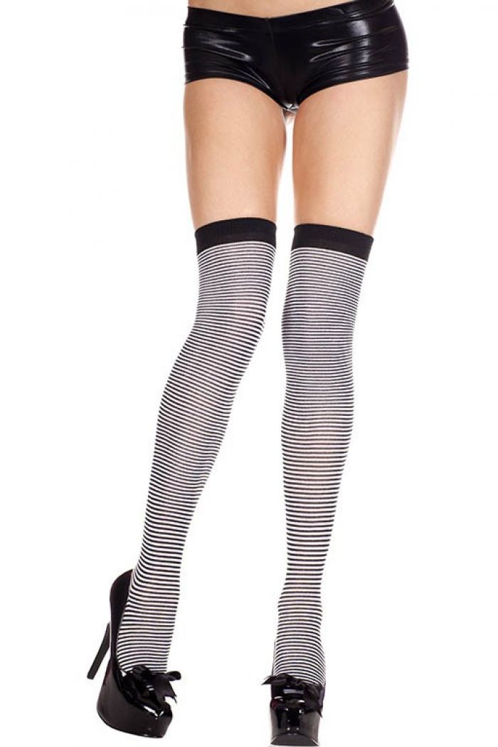 Music Legs Fine-striped-acrylic-thigh-hi  Thigh Hi 2018 | Pantyhose Library