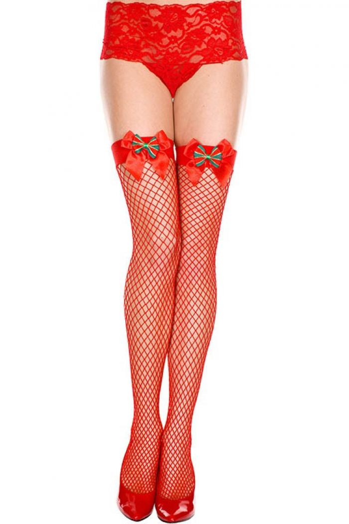 Music Legs Garland-and-satin-bow-spandex-diamond-net-thigh-hi  Thigh Hi 2018 | Pantyhose Library