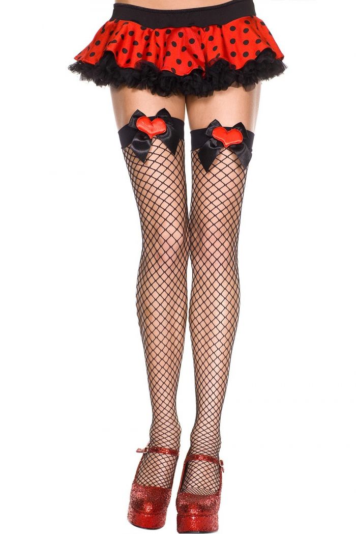 Music Legs Heart-applique-satin-bow-mini-spandex-diamond-net-thigh-hi  Thigh Hi 2018 | Pantyhose Library