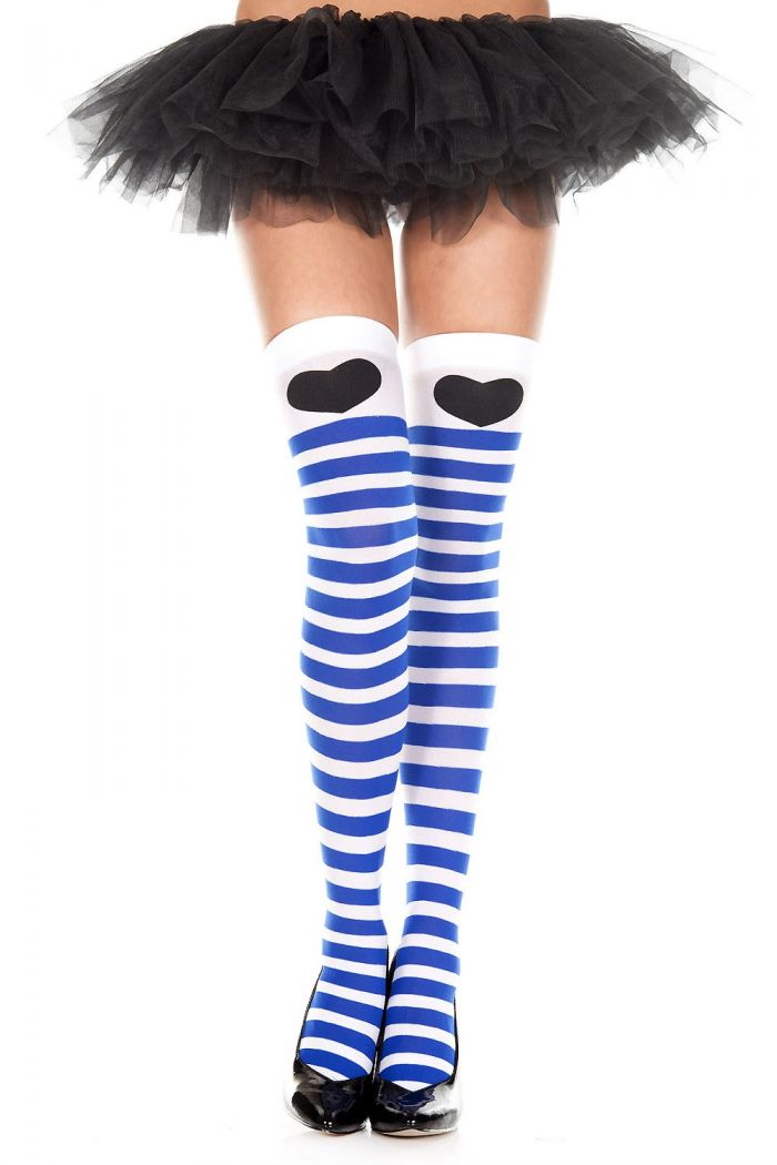 Music Legs Heart-print-striped-thigh-hi  Thigh Hi 2018 | Pantyhose Library