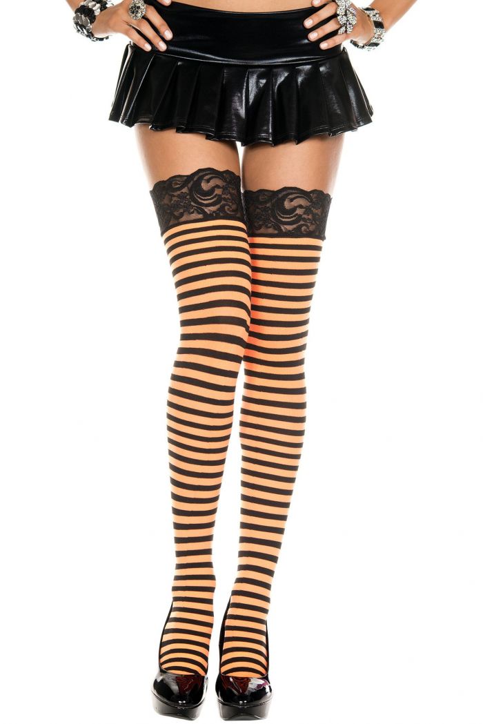 Music Legs Lace-top-striped-thigh-hi  Thigh Hi 2018 | Pantyhose Library