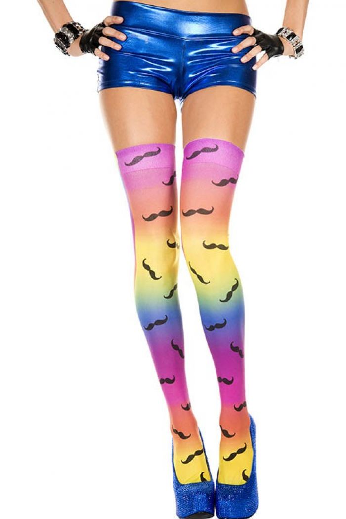 Music Legs Mustache-print-rainbow-thigh-hi  Thigh Hi 2018 | Pantyhose Library