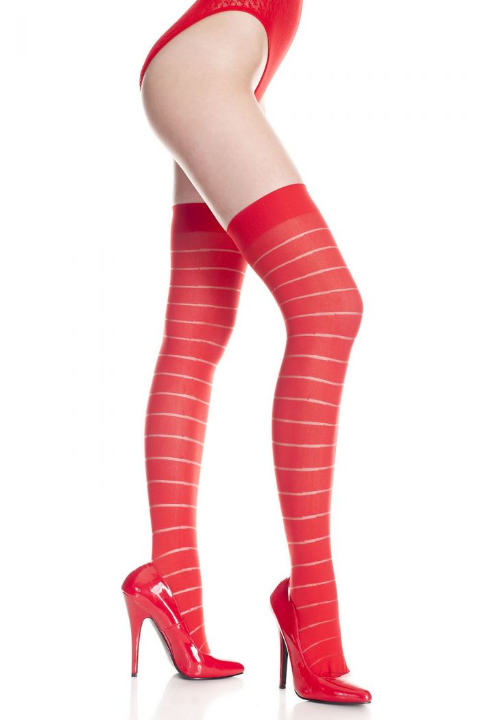 Music Legs Opaque-with-thin-sheer-striped-thigh-hi  Thigh Hi 2018 | Pantyhose Library