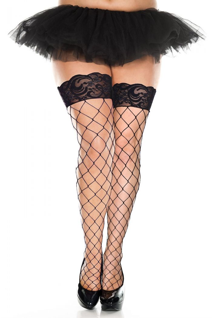 Music Legs Plus-size-lace-top-diamond-net-spandex-thigh-hi  Thigh Hi 2018 | Pantyhose Library