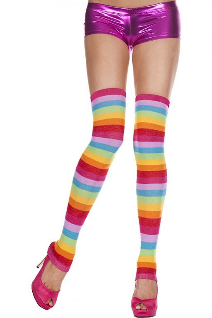 Music Legs Rainbow-footless-acrylic-thigh-hi-leg-warmer  Thigh Hi 2018 | Pantyhose Library