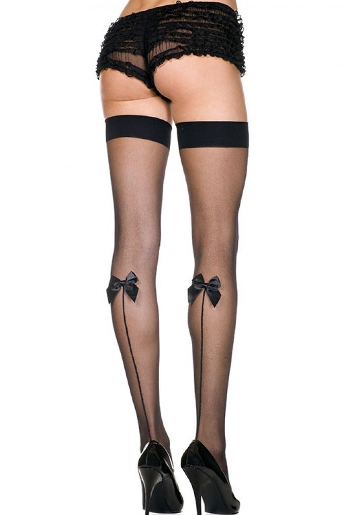 Music Legs Short-backseam-and-satin-bow-sheer-thigh-hi  Thigh Hi 2018 | Pantyhose Library