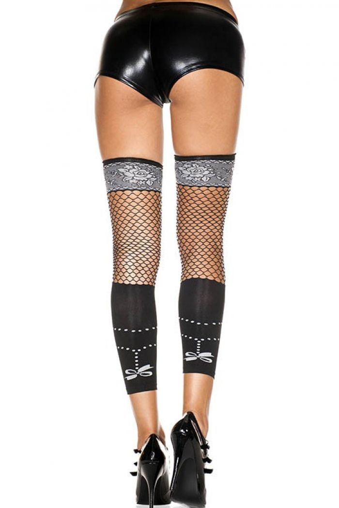 Music Legs Spandex-diamond-net-and-opaque-leg-warmers-with-lace-design  Thigh Hi 2018 | Pantyhose Library