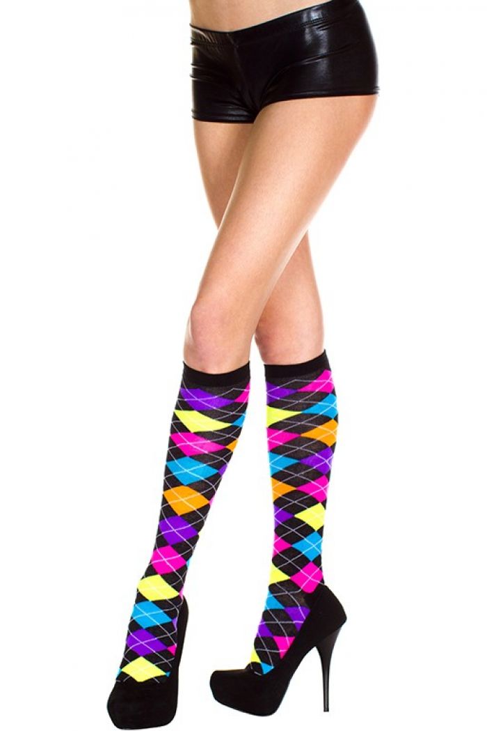 Music Legs Acrylic-neon-argyle-knee-hi  Knee Highs 2018 | Pantyhose Library