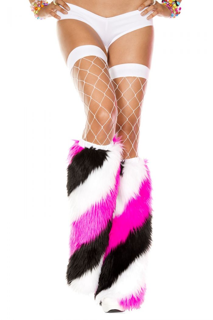 Music Legs Diagonal-stripe-faux-fur-leg-warmers  Knee Highs 2018 | Pantyhose Library