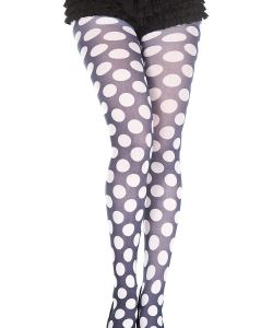 White-Circle-Print-Pantyhose