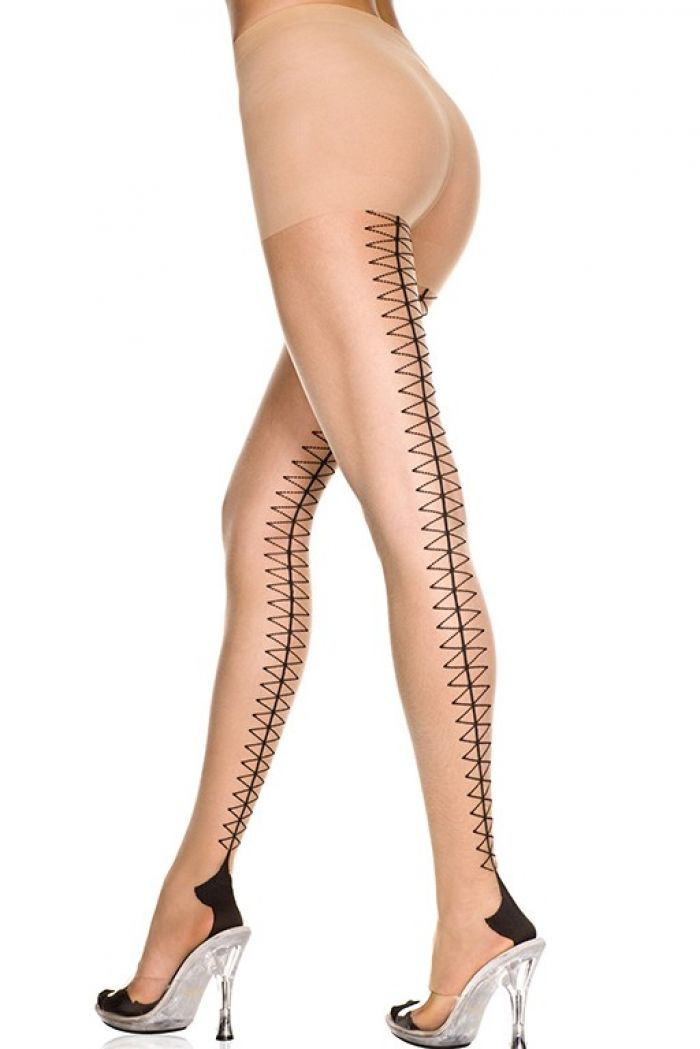 Music Legs Faux-corset-lace-up-back-cuban-heel-pantyhose  Pantyhose Collection 2018 | Pantyhose Library