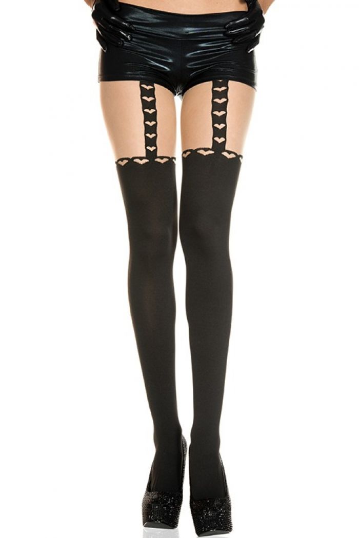 Music Legs Heart-print-thigh-hi-and-suspender-look-spandex-pantyhose  Pantyhose Collection 2018 | Pantyhose Library