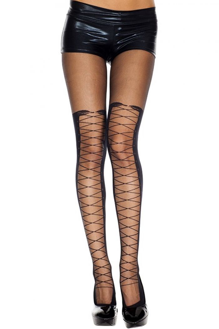 Music Legs Lace-up-thigh-hi-look-spandex-pantyhose  Pantyhose Collection 2018 | Pantyhose Library