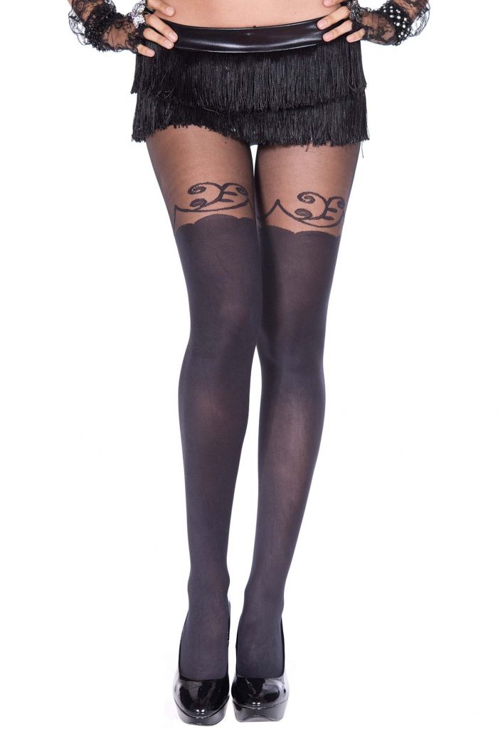 Music Legs Lacy-faux-thigh-hi-spandex-tights  Pantyhose Collection 2018 | Pantyhose Library