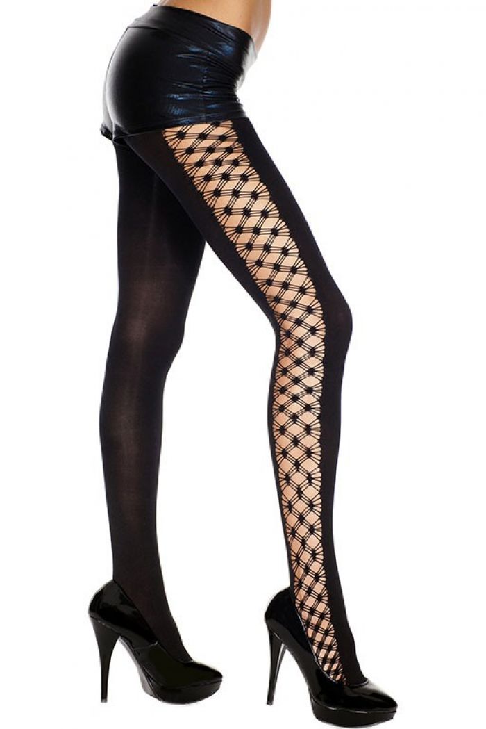 Music Legs Multi-strand-diamond-net-sides-spandex-opaque-tights  Pantyhose Collection 2018 | Pantyhose Library