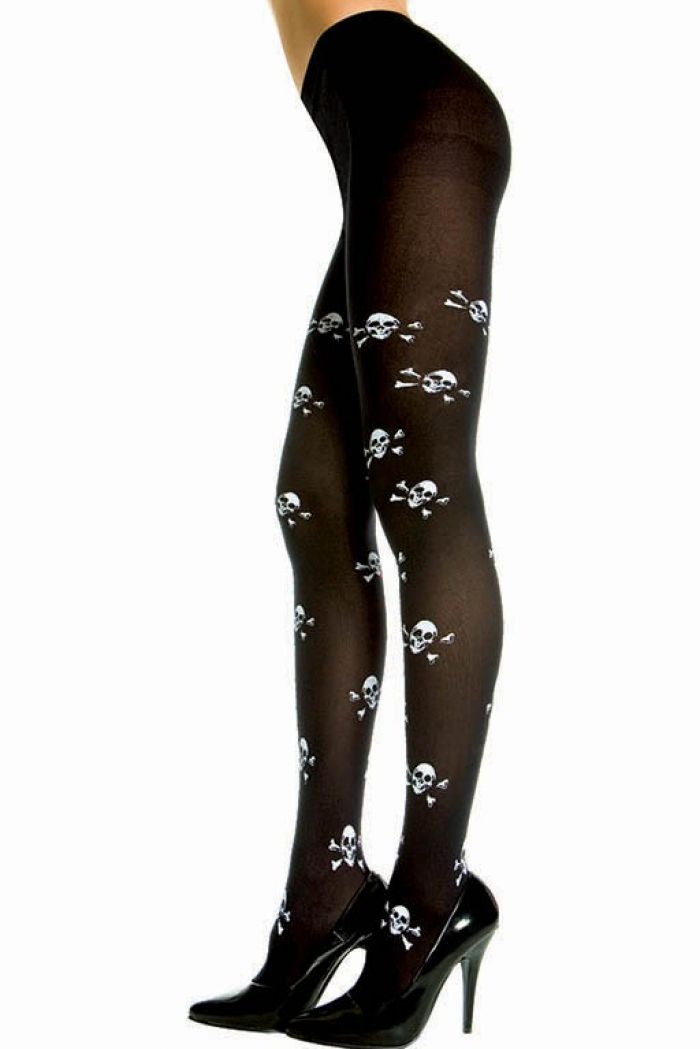 Music Legs Skull-print-opaque-pantyhose  Pantyhose Collection 2018 | Pantyhose Library