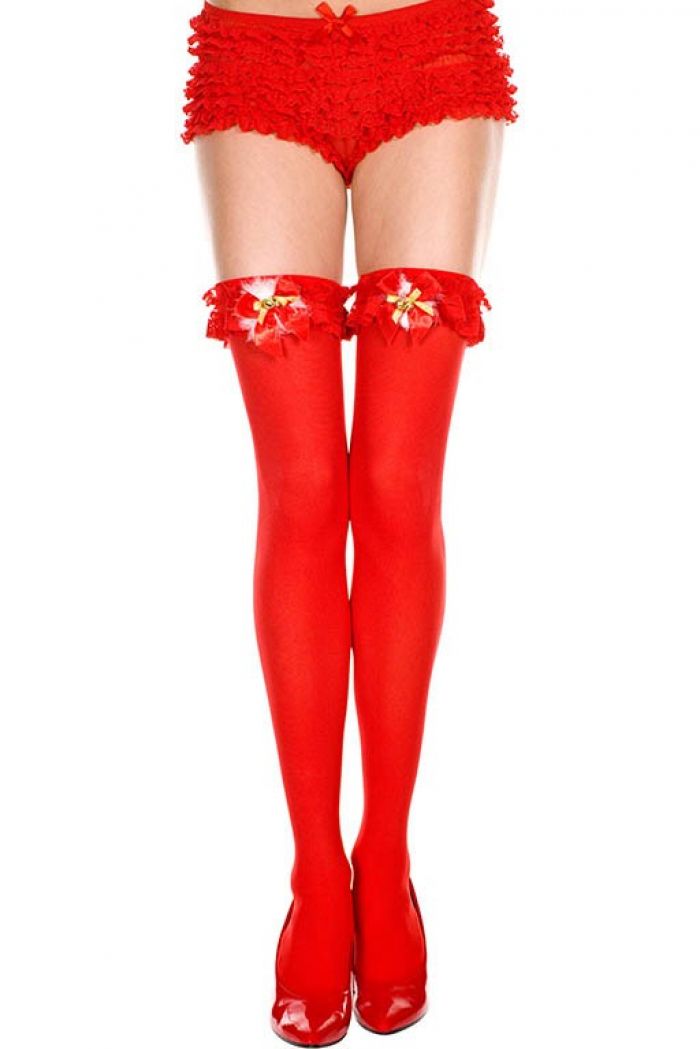 Music Legs Lace-ruffle-top-with-bow-and-marabou  Holiday Hosiery 2018 | Pantyhose Library