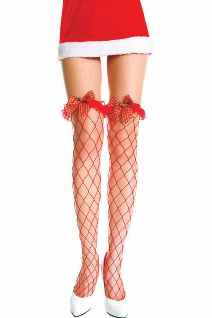 Music Legs Plaid-bow-spandex-diamond-net-thigh-hi  Holiday Hosiery 2018 | Pantyhose Library