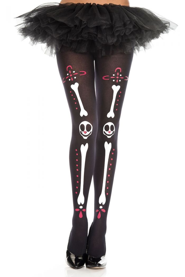 Music Legs Bone-print-and-smiley-face-print-pantyhose  Halloween 2018 | Pantyhose Library