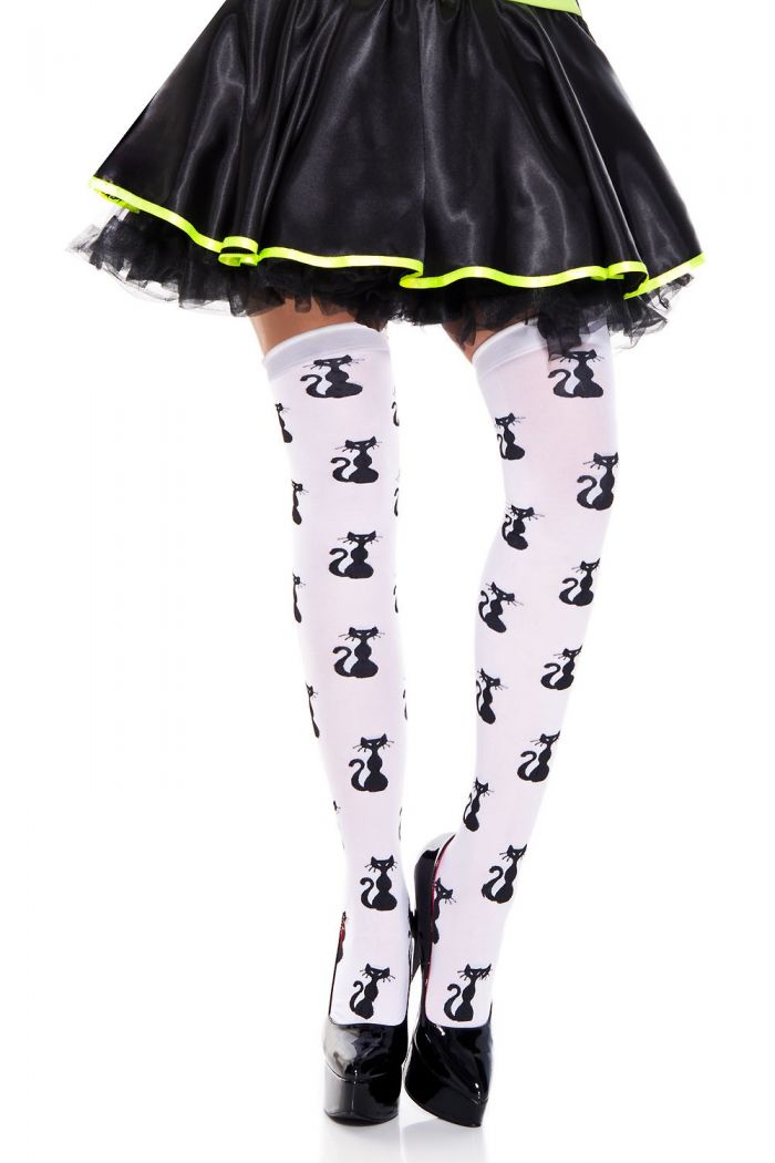 Music Legs Cat-pattern-spandex-thigh-hi  Halloween 2018 | Pantyhose Library