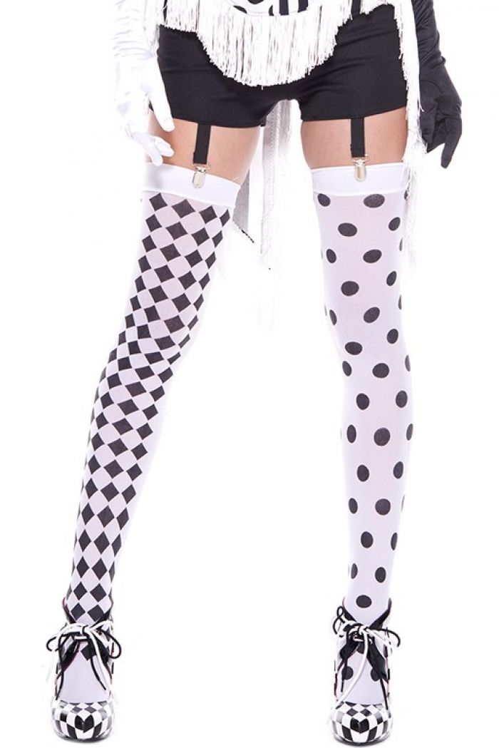 Music Legs Diamond-design-and-polka-dot-harlequin-thigh-hi  Halloween 2018 | Pantyhose Library