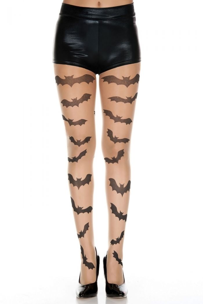 Music Legs Flying-bats-print-spandex-pantyhose.  Halloween 2018 | Pantyhose Library