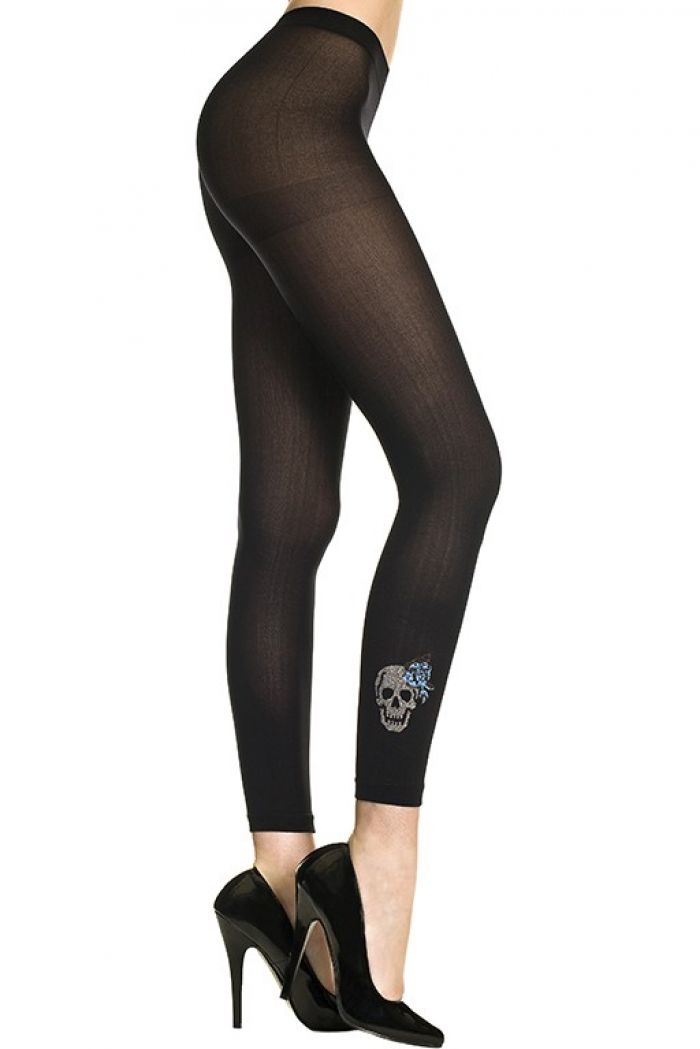 Music Legs Glitter-skull-print-opaque-spandex-leggings  Halloween 2018 | Pantyhose Library