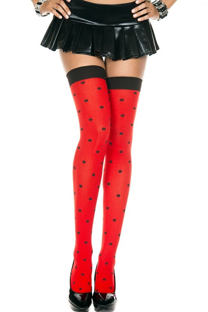 Music Legs Ladybug-opaque-thigh-hi  Halloween 2018 | Pantyhose Library