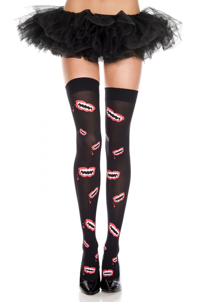 Music Legs Mouth-print-thigh-hi  Halloween 2018 | Pantyhose Library