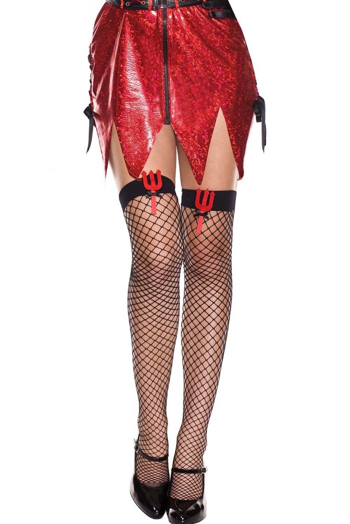 Music Legs Pitchfork-applique-spandex-mini-diamond-net-thigh-hi  Halloween 2018 | Pantyhose Library