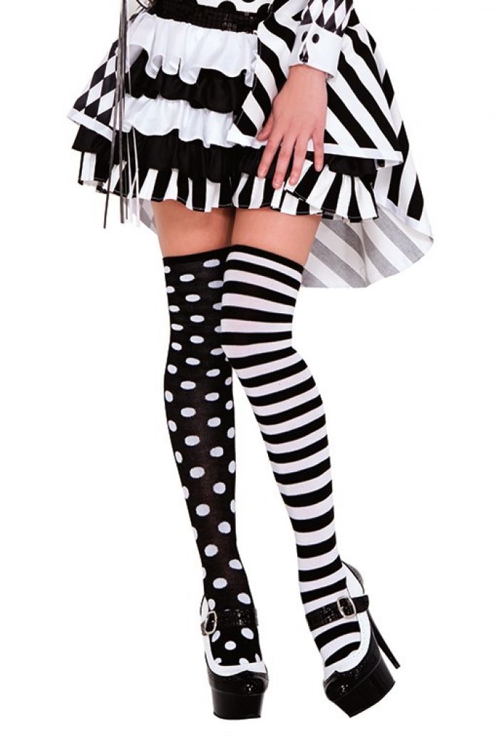 Music Legs Polka-dot-and-striped-thigh-hi  Halloween 2018 | Pantyhose Library