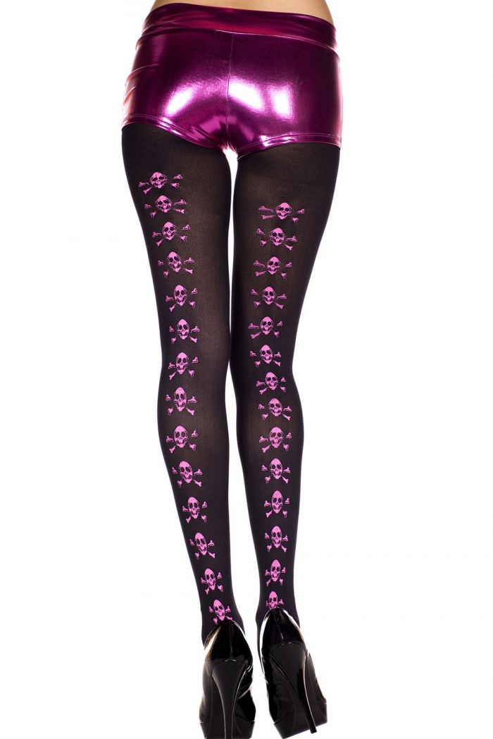 Music Legs Skull-print-backseam-opaque-pantyhose  Halloween 2018 | Pantyhose Library