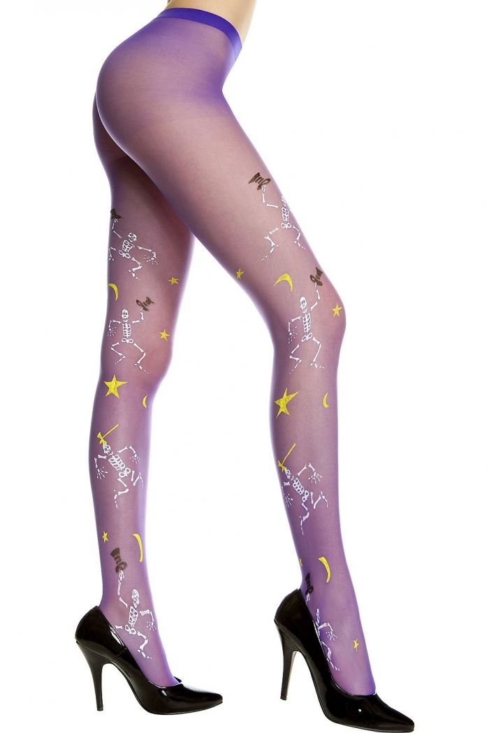 Music Legs Stars-and-skeleton-prints-sheer-pantyhose  Halloween 2018 | Pantyhose Library