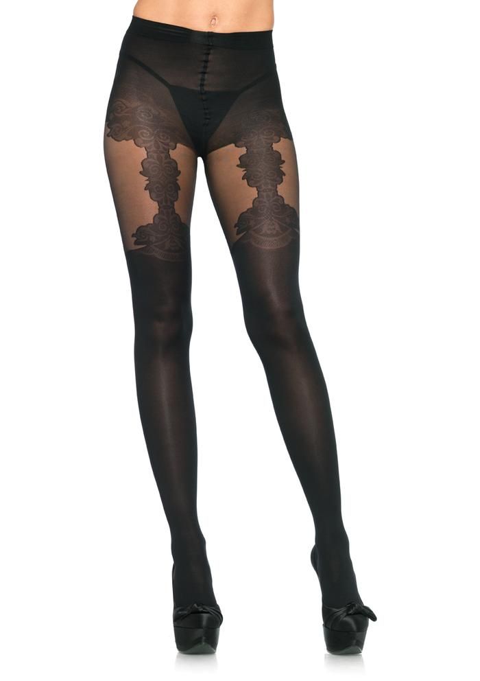 Leg Avenue Floral-garter-belt-tights  Tights Catalog 2018 | Pantyhose Library