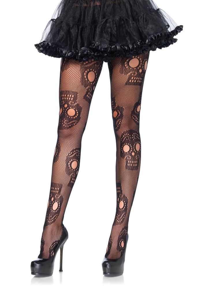 Leg Avenue Sugar-skull-pantyhose  Curvy Legs 2018 | Pantyhose Library