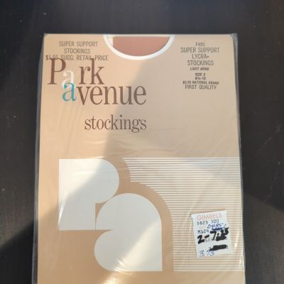 VTG Park Avenue Stockings Size 2 (9.5-10) Super Support Lycra Lt. Beige