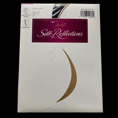 Hanes Pantyhose Size EF Silk Reflections Style 715 Jet Sandalfoot