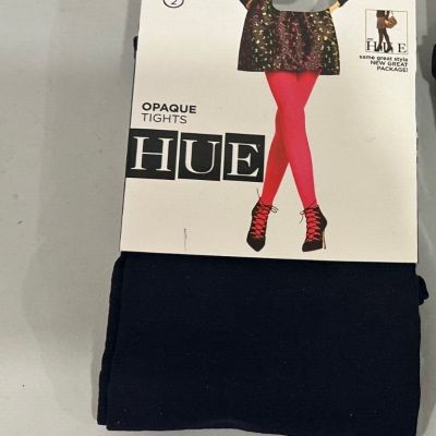 HUE Womens Opaque Tights Size 2 BLACK  Color 1 Pair Nylon Blend NEW