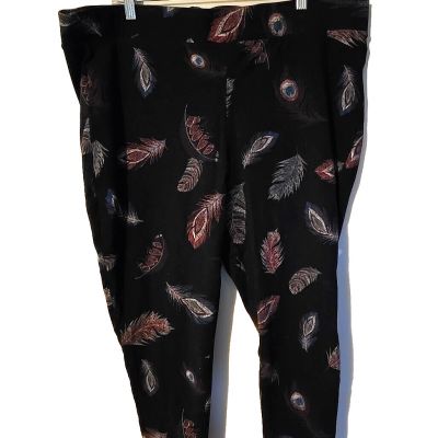 Torrid Black Cascading Feathers Print High Waisted Leggings Womans Plus Size 4x